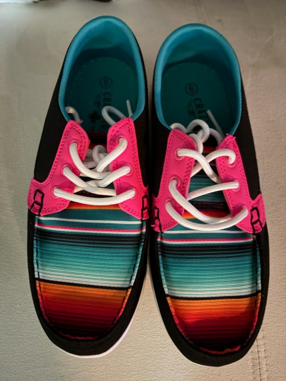 Crazy Trian Serape Pattern Canvas Sneakers with Pink Accents